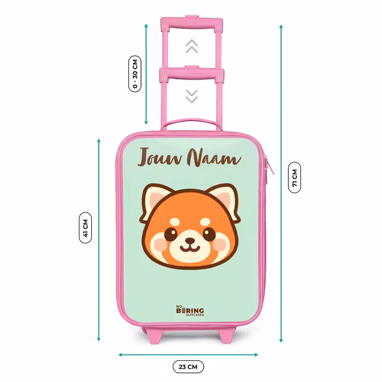 Kinderkoffer met naam - Roze - Kawai - Rode panda - Groen — 5