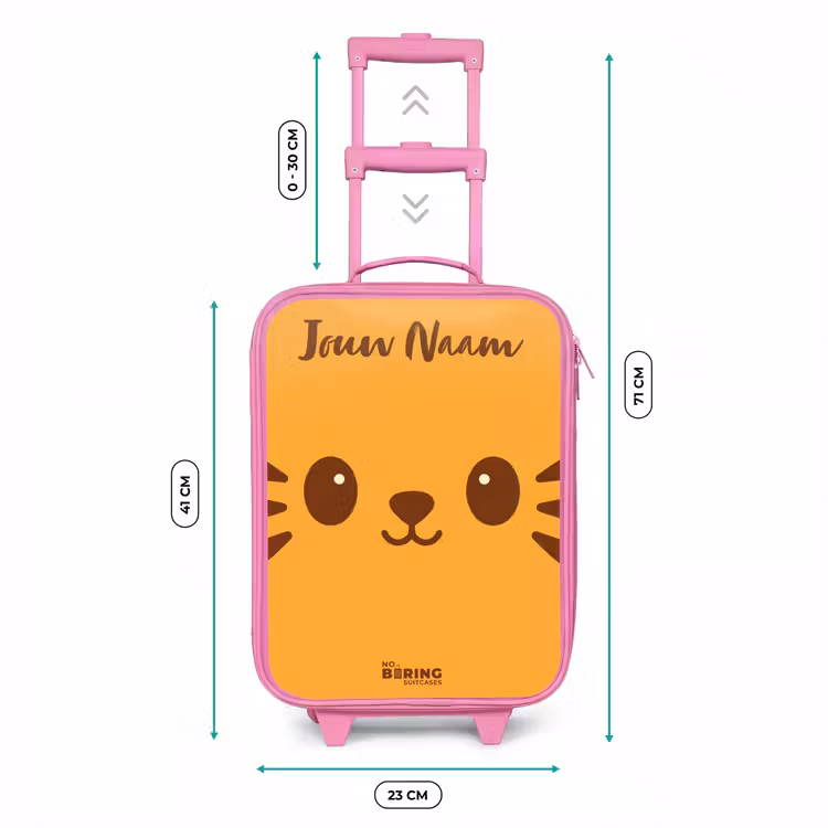 Kinderkoffer met naam - Roze - Kawai - Tijger - Oranje — 5