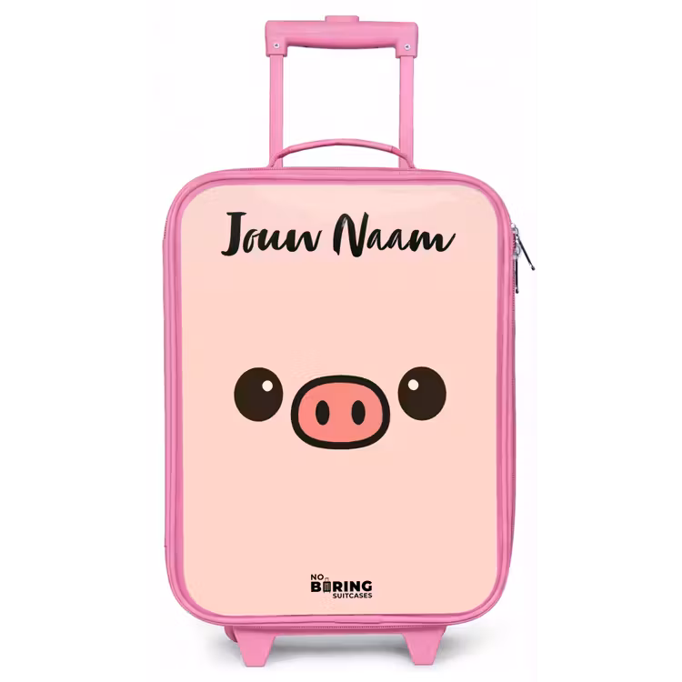 Kinderkoffer met naam - Roze - Kawai - Varken - Roze — 1