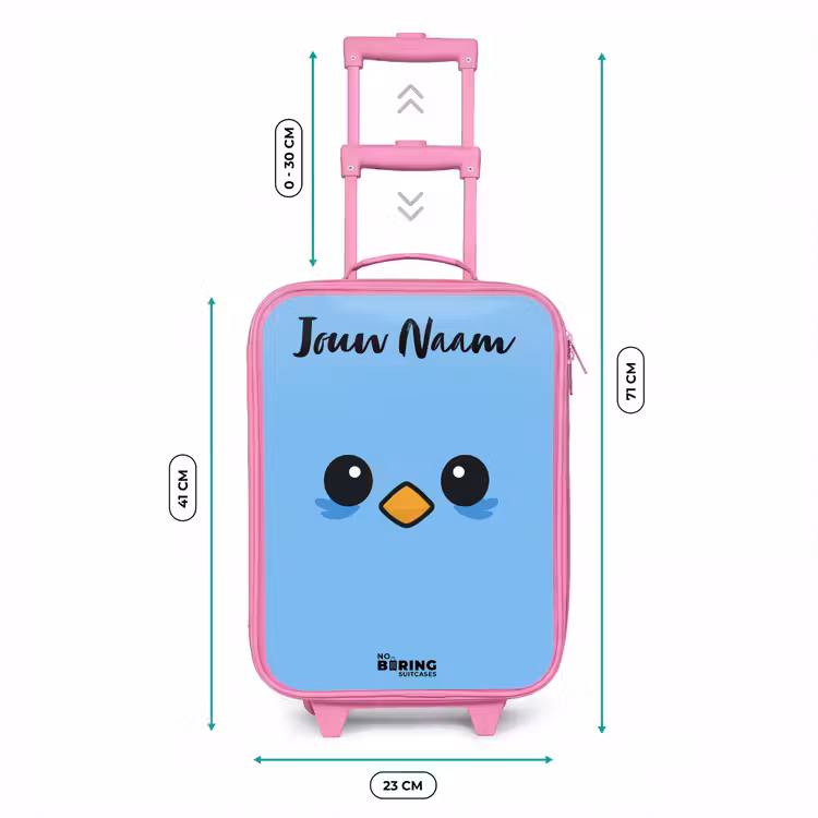 Kinderkoffer met naam - Roze - Kawai - Vogel - Blauw — 5