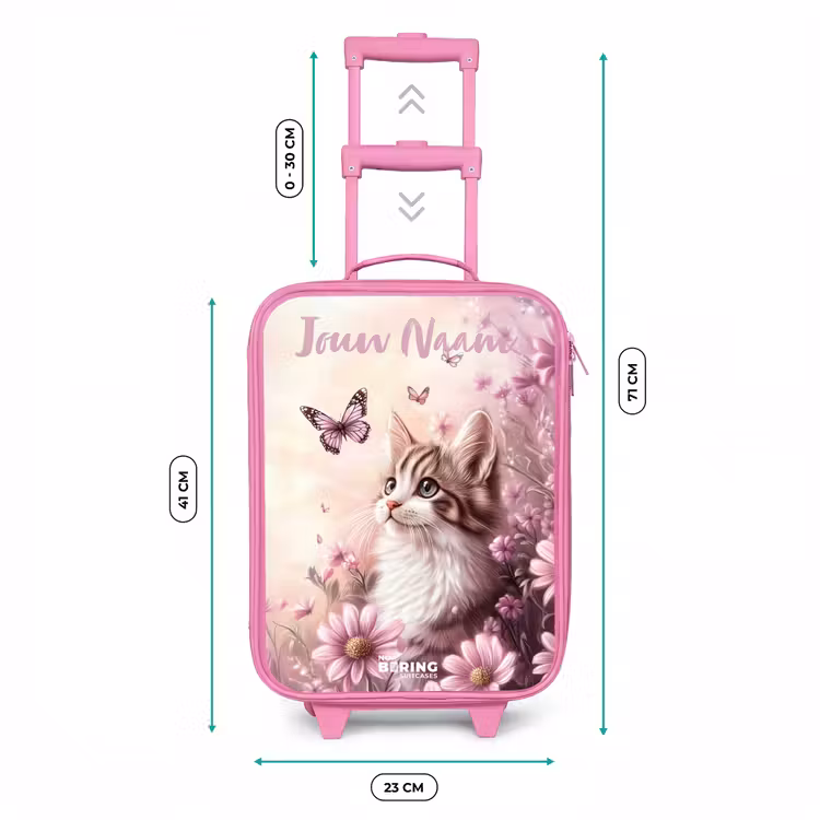 Kinderkoffer met naam - Roze - Kitten - Vlinders - Paars - Bloemen — 5
