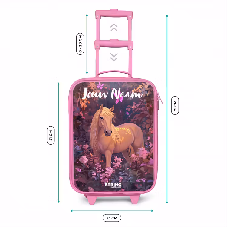 Kinderkoffer met naam - Roze - Paard - Bloemen - Paars - Vlinder — 5