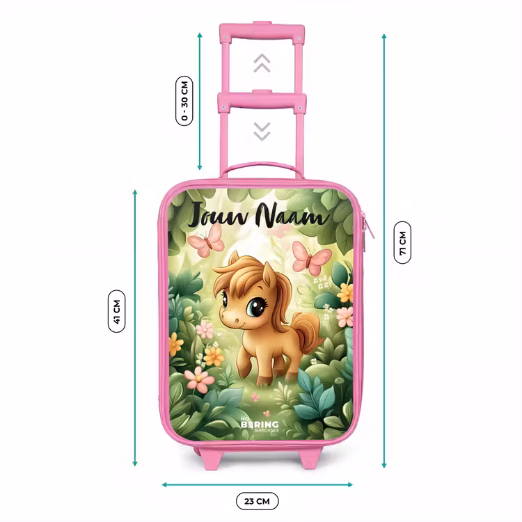 Kinderkoffer met naam - Roze - Paard - Bloemen - Vlinders — 5