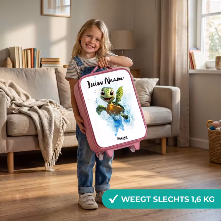 Kinderkoffer met naam - Roze - Schildpad - Water - Groen — 2