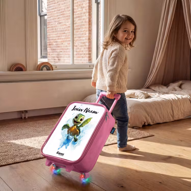 Kinderkoffer met naam - Roze - Schildpad - Water - Groen — 3