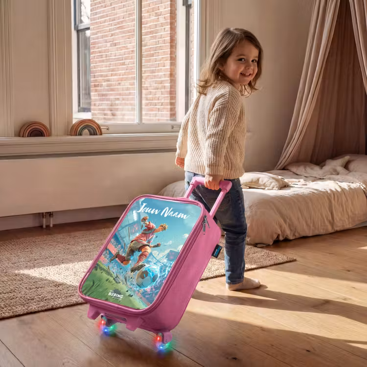 Kinderkoffer met naam - Roze - Stadion - Voetballer - Bal - Elektrisch — 3