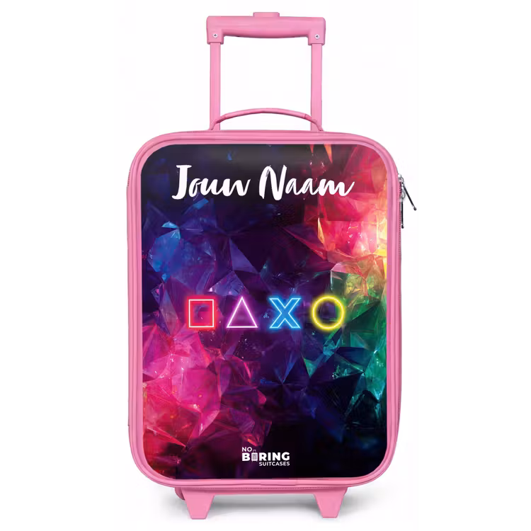 Kinderkoffer met naam - Roze - Symbolen - Game - Kleurrijk — 1