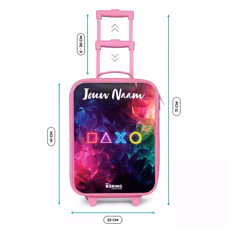 Kinderkoffer met naam - Roze - Symbolen - Game - Kleurrijk — 5