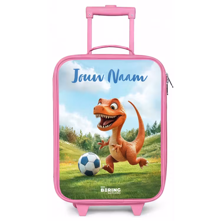 Kinderkoffer met naam - Roze - Voetbal - Dino - Sport — 1
