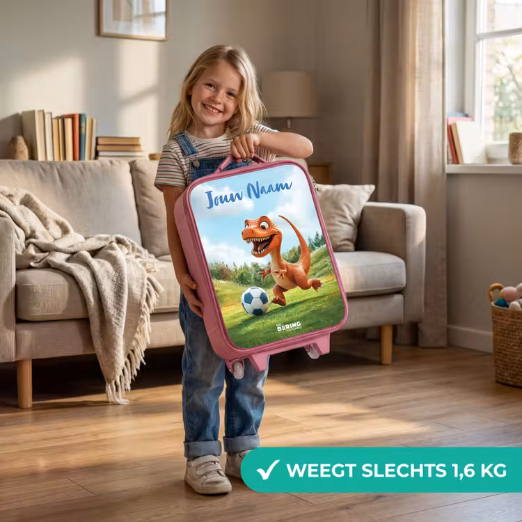 Kinderkoffer met naam - Roze - Voetbal - Dino - Sport — 2