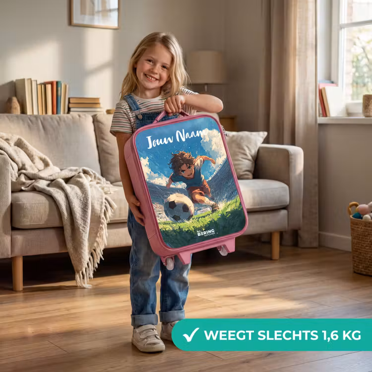Kinderkoffer met naam - Roze - Voetbal - Gras - Stadion - Schilderij — 2