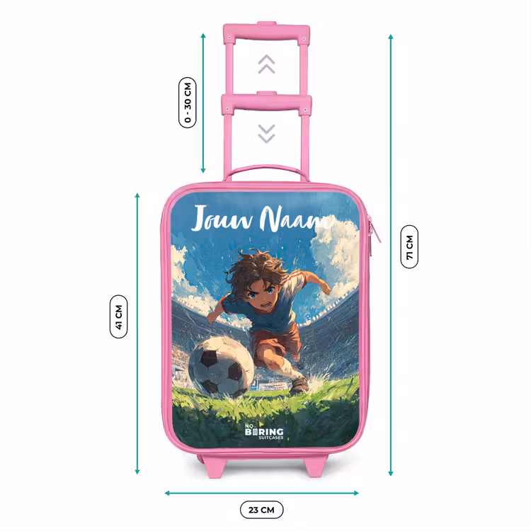 Kinderkoffer met naam - Roze - Voetbal - Gras - Stadion - Schilderij — 5