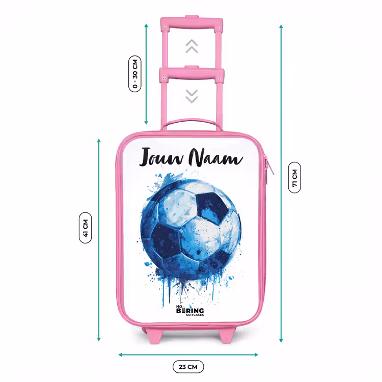 Kinderkoffer met naam - Roze - Voetbalvibes - Inktspatten - Blauw — 5
