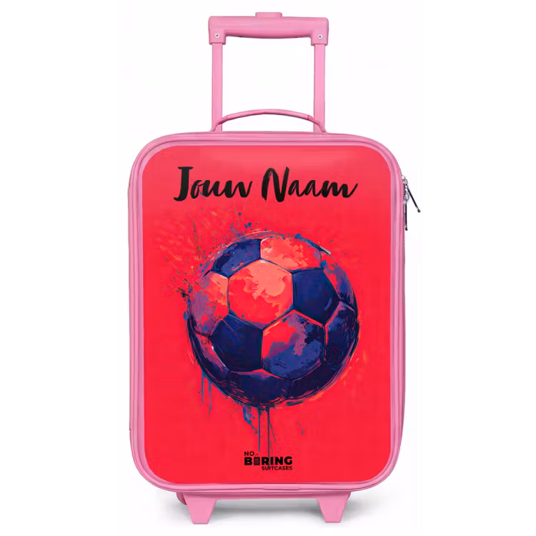 Kinderkoffer met naam - Roze - Voetbalvibes - Verf - Blauw - Rood — 1