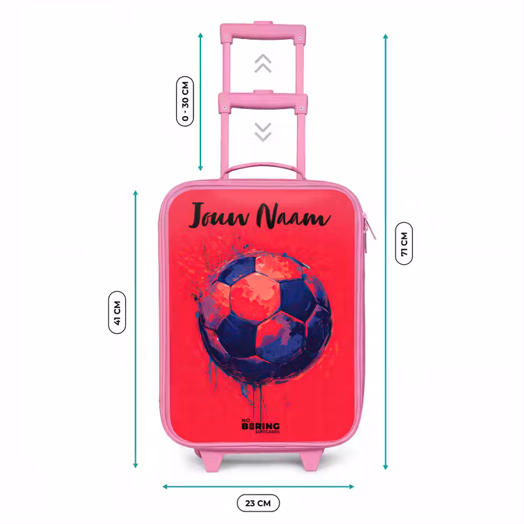 Kinderkoffer met naam - Roze - Voetbalvibes - Verf - Blauw - Rood — 5