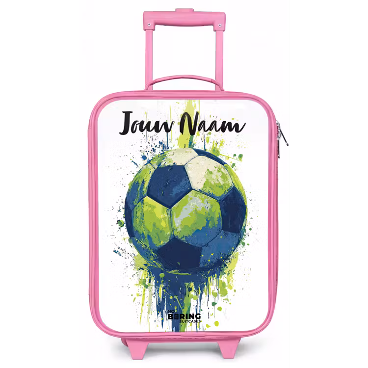 Kinderkoffer met naam - Roze - Voetbalvibes - Verf - Groen - Blauw — 1
