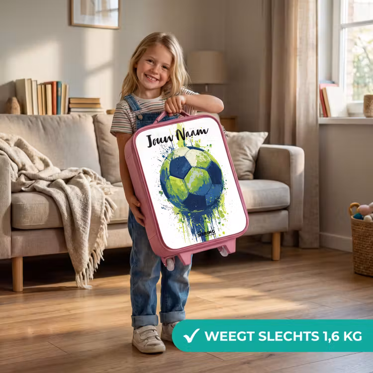 Kinderkoffer met naam - Roze - Voetbalvibes - Verf - Groen - Blauw — 2