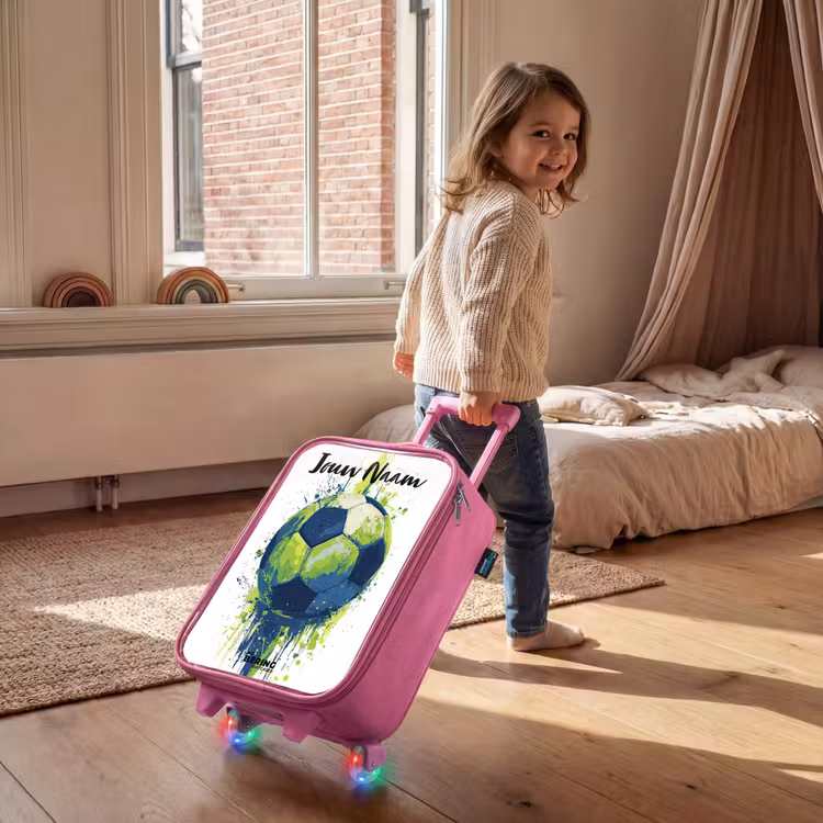 Kinderkoffer met naam - Roze - Voetbalvibes - Verf - Groen - Blauw — 3