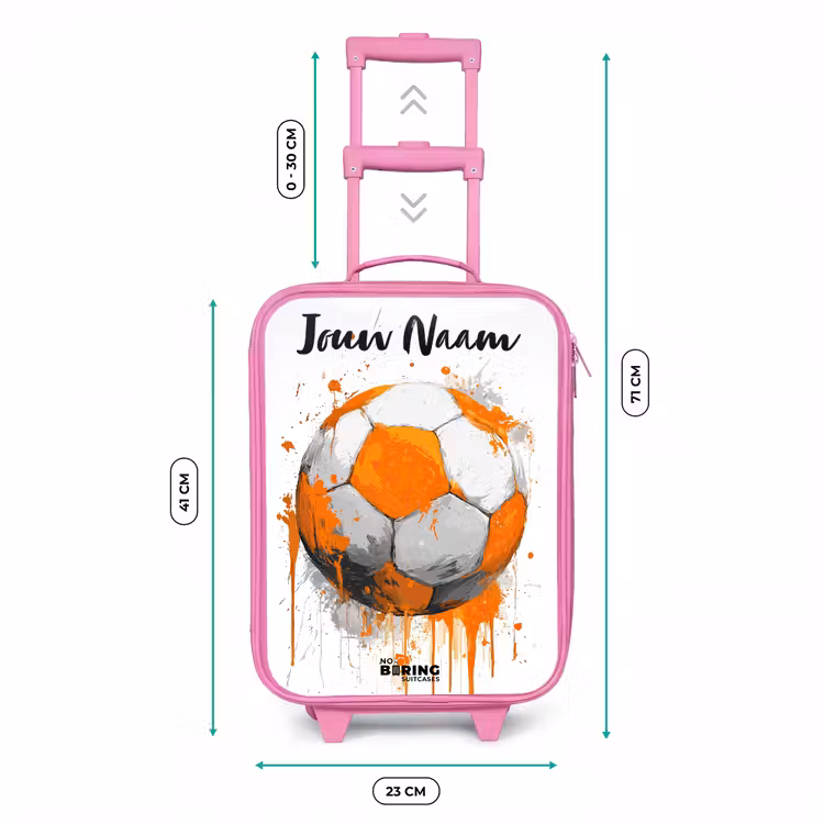 Kinderkoffer met naam - Roze - Voetbalvibes - Verf - Oranje — 5