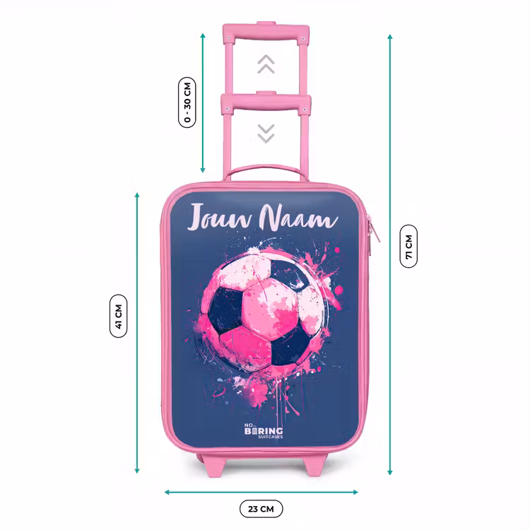 Kinderkoffer met naam - Roze - Voetbalvibes - Verf - Roze - Blauw — 5
