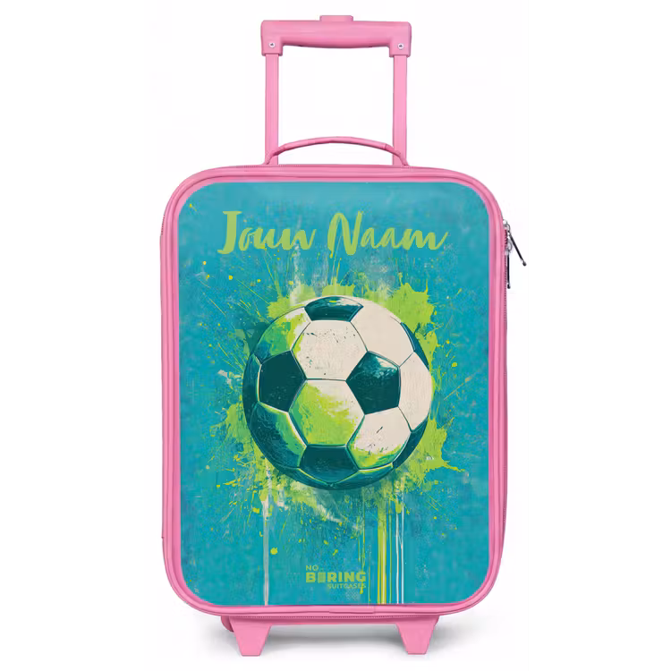Kinderkoffer met naam - Roze - Voetbalvibes - Verfspatten - Groen - Blauw — 1
