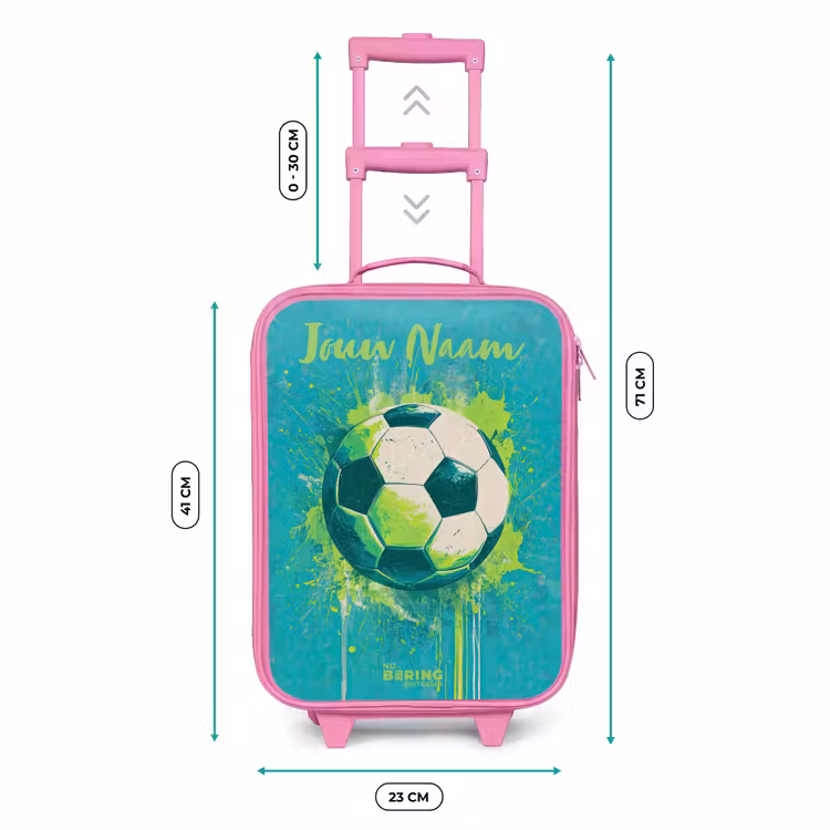 Kinderkoffer met naam - Roze - Voetbalvibes - Verfspatten - Groen - Blauw — 5