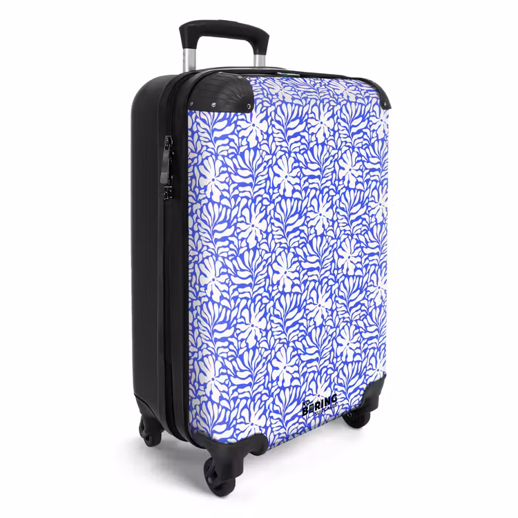Koffer - Bloemen en bladeren op blauwe achtergrond — 4