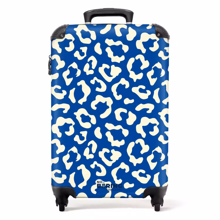 Koffer - Dierenprints - Panterprint koffer in blauw en wit — 1