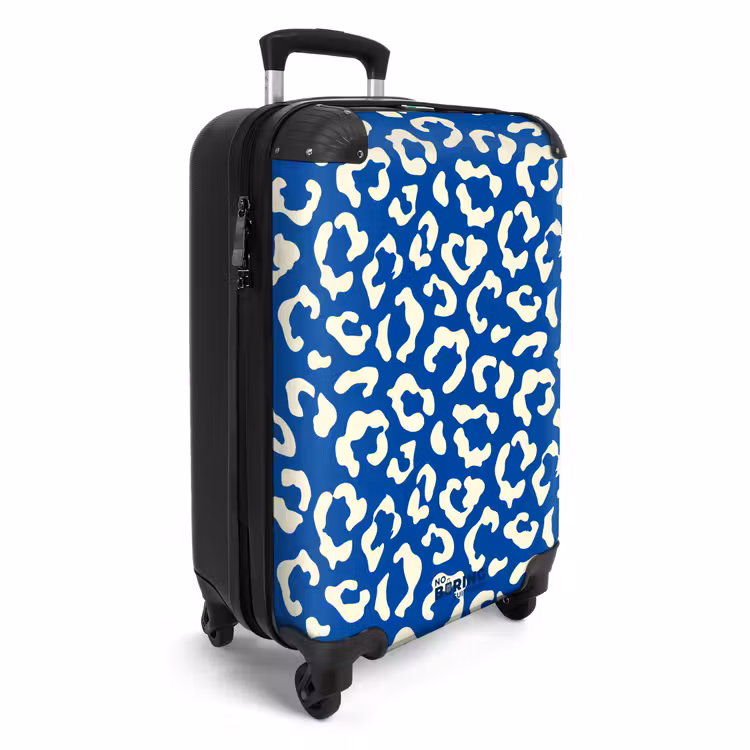 Koffer - Dierenprints - Panterprint koffer in blauw en wit — 4