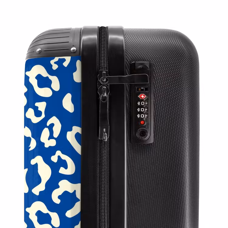 Koffer - Dierenprints - Panterprint koffer in blauw en wit — 5