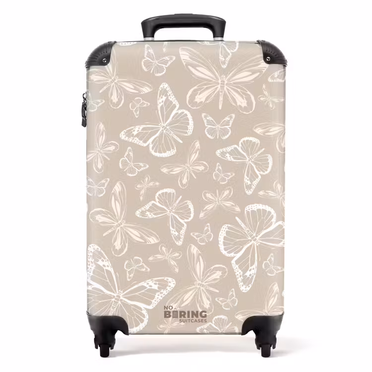 Koffer - Patroon van vlinders in beige — 1