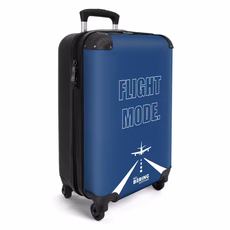 Koffer - Blauwe achtergrond met vliegtuig en tekst Flight Mode — 4