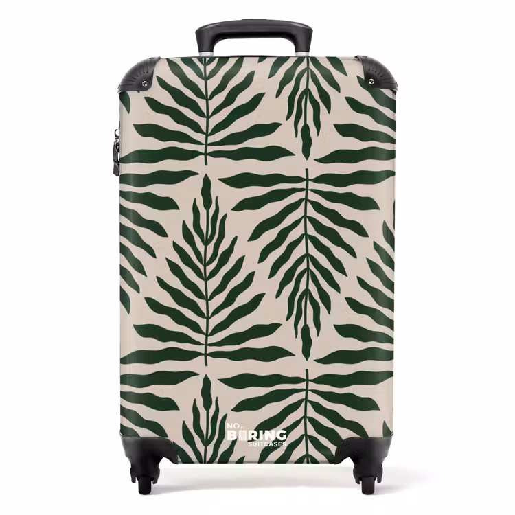 Koffer - Patroon van bladeren in beige met donkergroen — 1