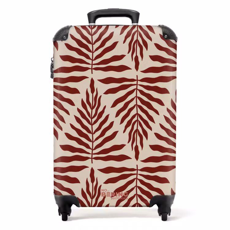 Koffer - Patroon van bladeren in beige met rood — 1