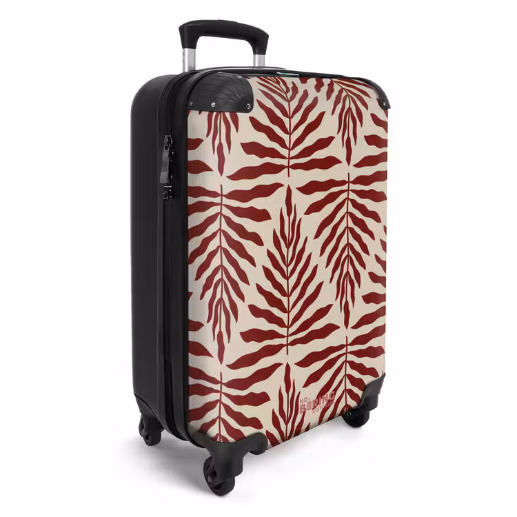 Koffer - Patroon van bladeren in beige met rood — 4