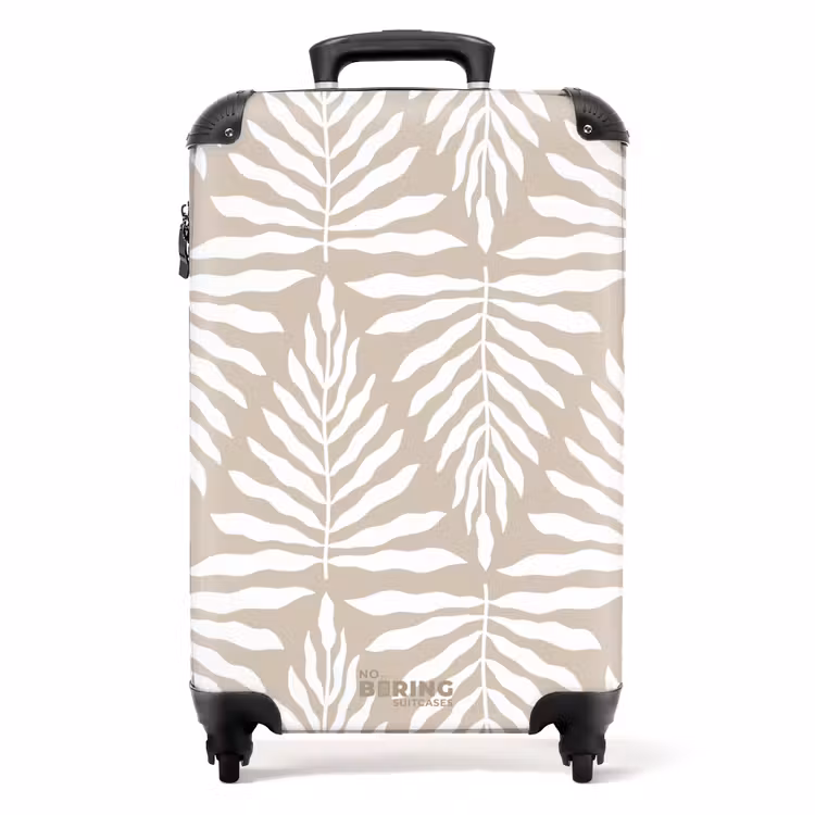 Koffer - Patroon van bladeren in beige met wit — 1