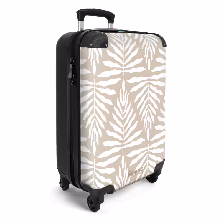 Koffer - Patroon van bladeren in beige met wit — 4