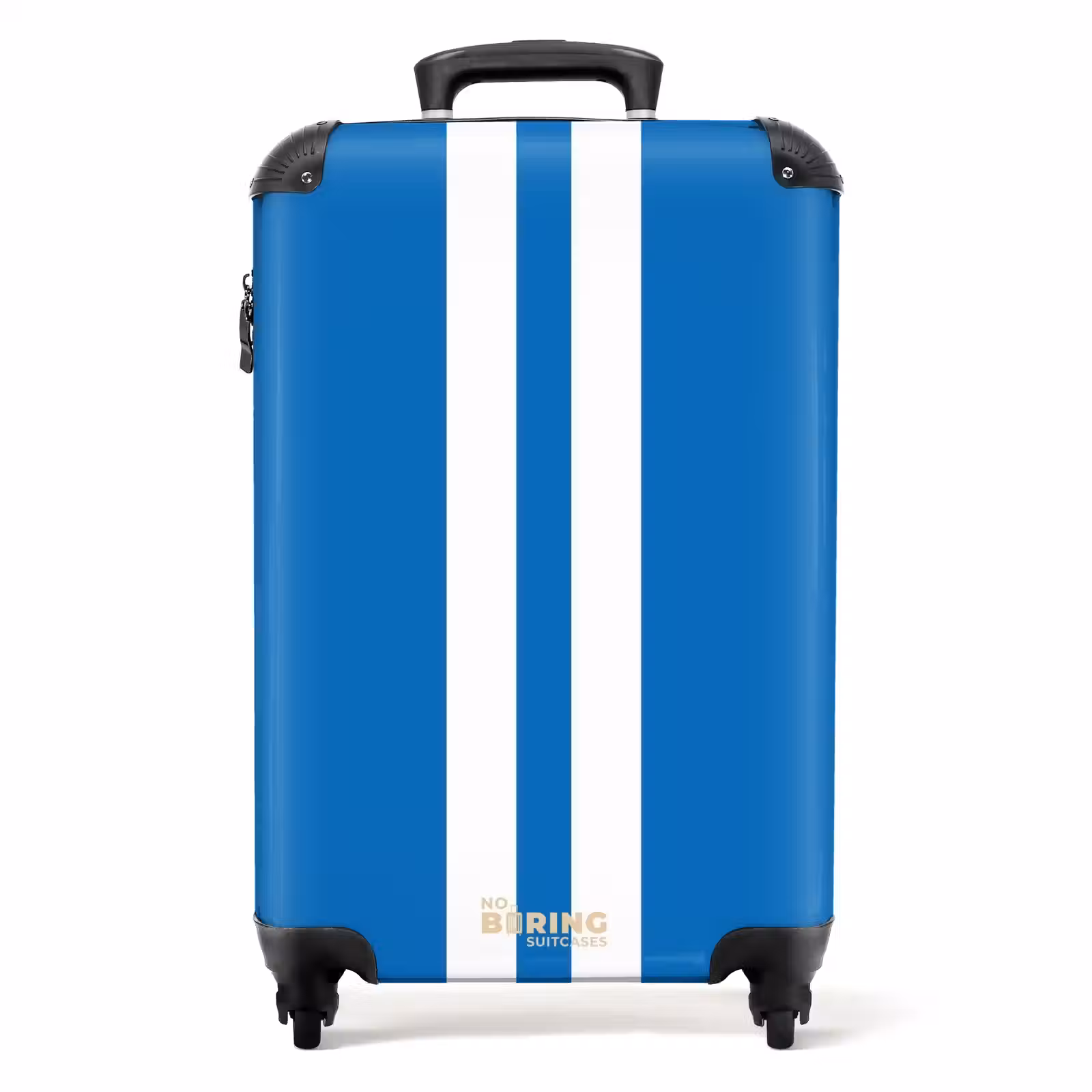 Koffer - Helderblauwe achtergrond met dubbele witte middenstreep — 1