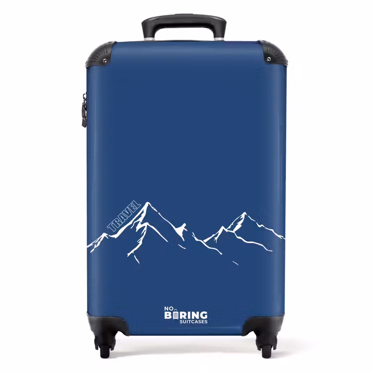 Koffer - Blauwe achtergrond met witte bergillustratie — 1