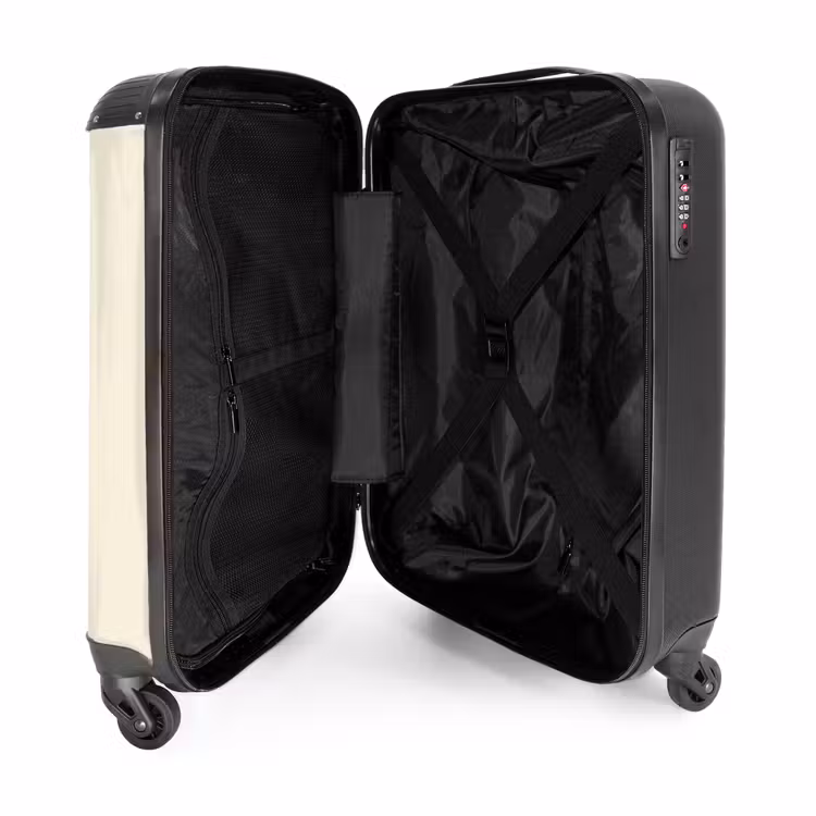 Koffer - Crèmekleurige achtergrond met centrale tricolor baan en tekst Travel — 3