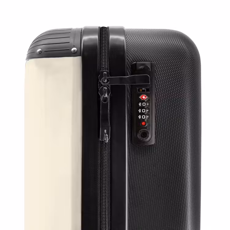 Koffer - Crèmekleurige achtergrond met centrale tricolor baan en tekst Travel — 5
