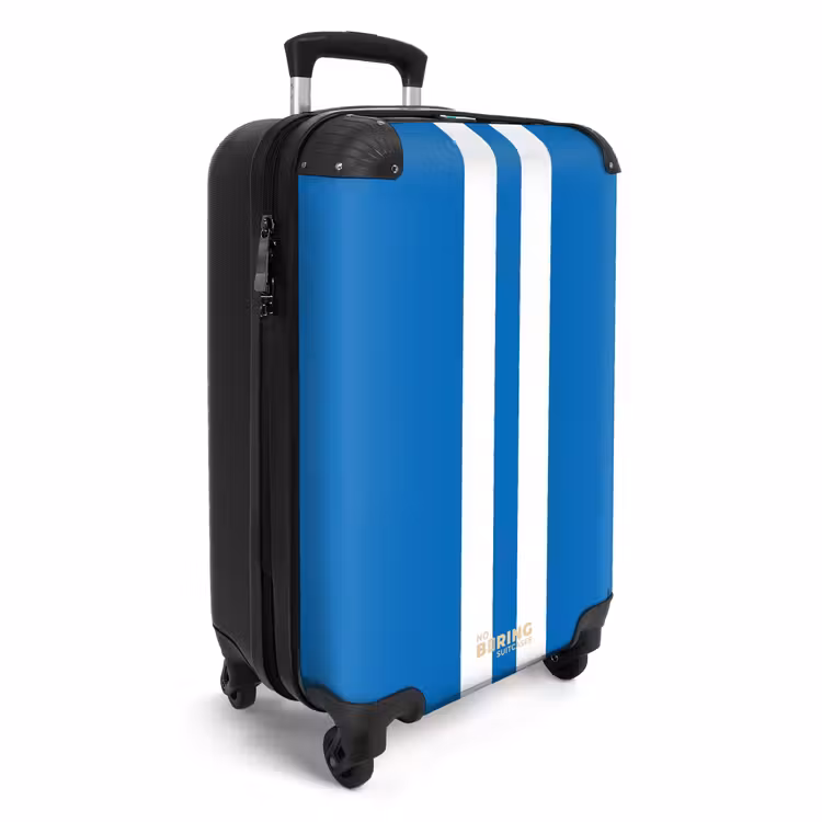 Koffer - Helderblauwe achtergrond met dubbele witte middenstreep — 4