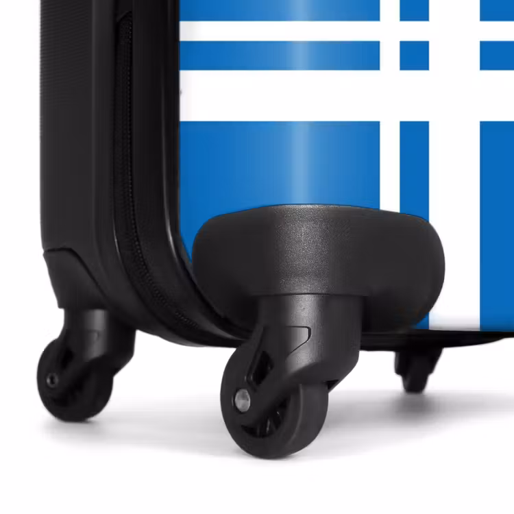 Koffer - Helderblauwe achtergrond met wit hoekpatroon linksonder — 6