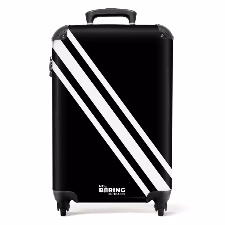 Koffer - Zwarte achtergrond met diagonale witte dubbele streep — 1