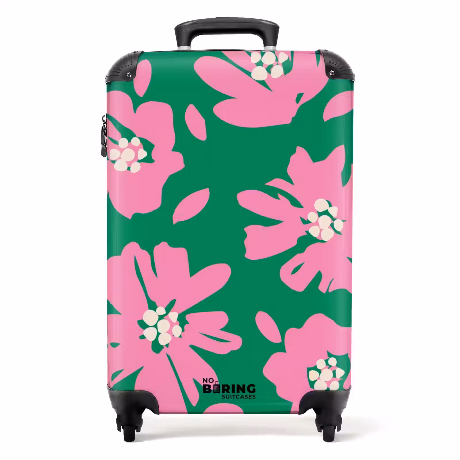 Koffer - Pastel bloemen - Roze met groen — 1