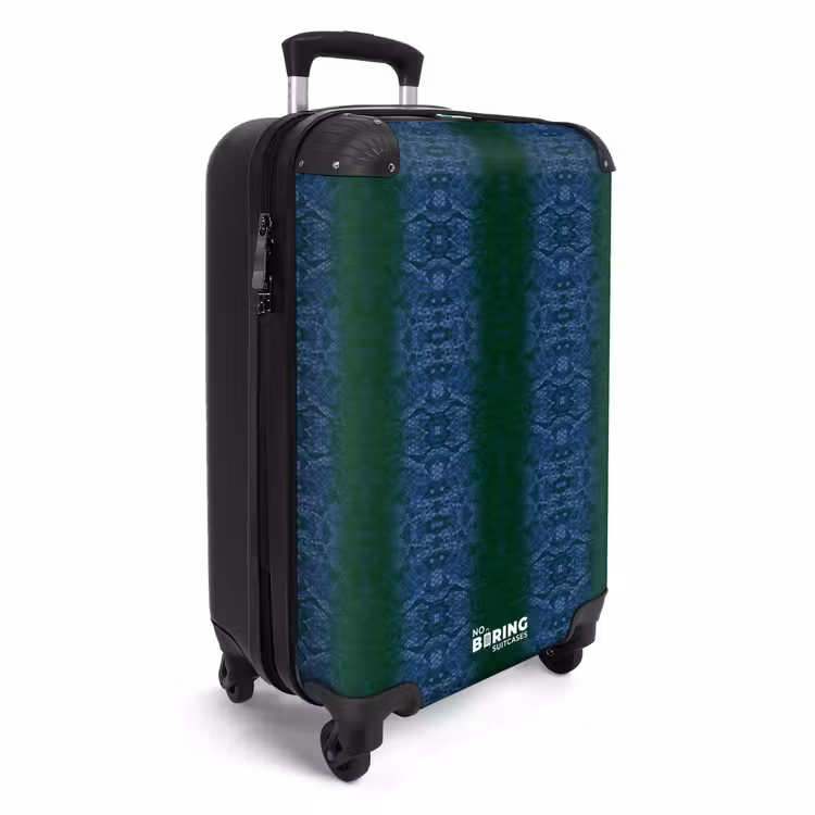 Koffer - Donkerblauw slangenhuid met symmetrische schubstructuur — 4