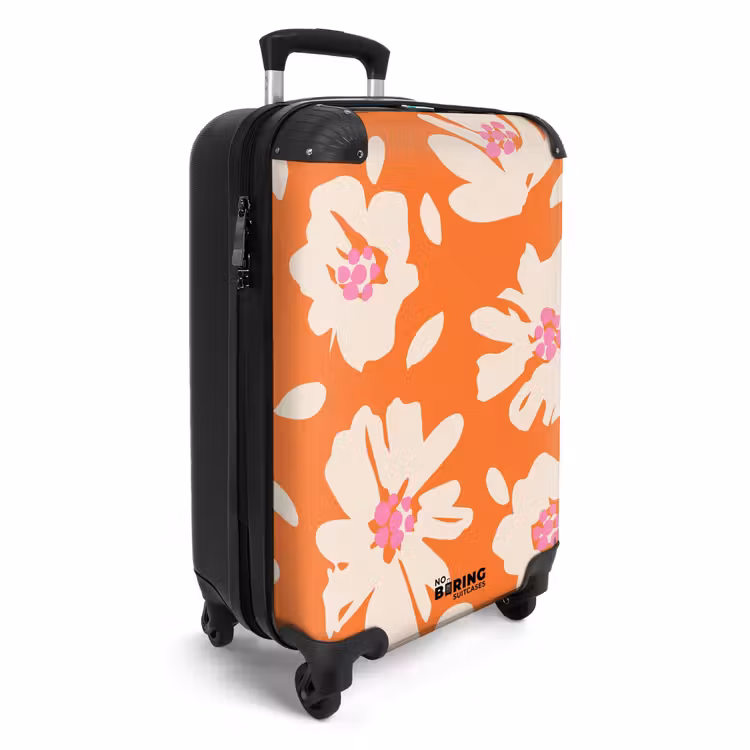 Koffer - Pastel bloemen - Crème met oranje — 4