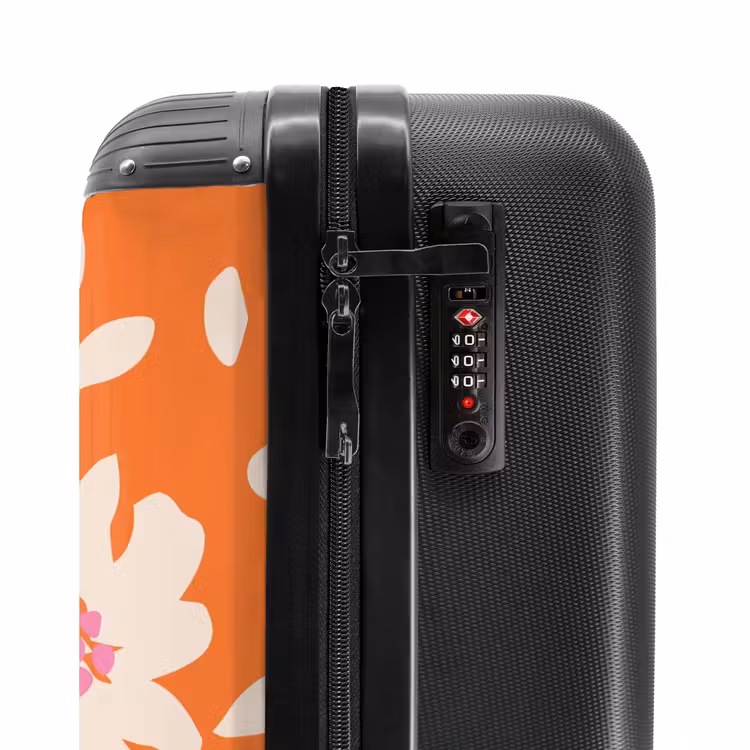 Koffer - Pastel bloemen - Crème met oranje — 5