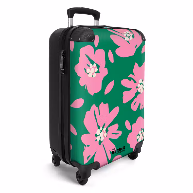 Koffer - Pastel bloemen - Roze met groen — 4