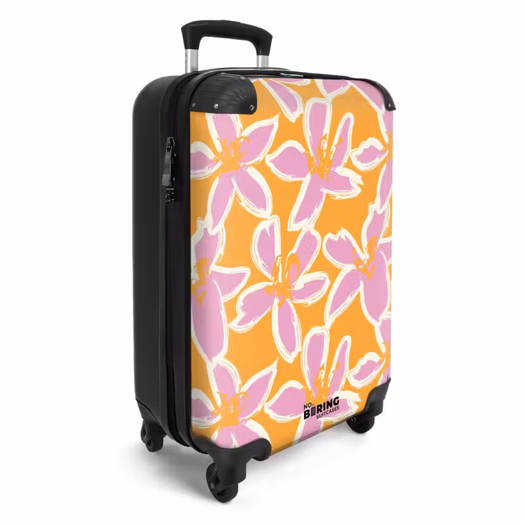 Koffer - Pastel bloemen - Roze met oranje — 4